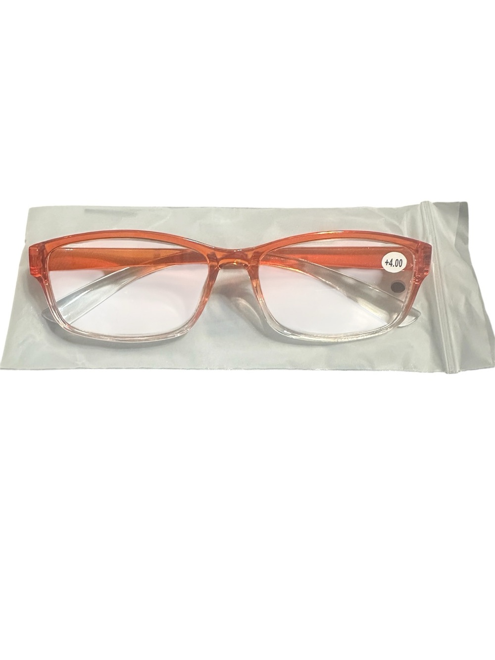 Red Ombre +4.00 Reading Glasses Clear Lens Readers
